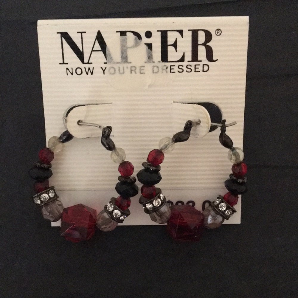 Napier Multicolor Beaded Hoop Earrings